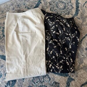 TheLimitedStretch beige lined slacks&Karen Kane silk lined black/bone design